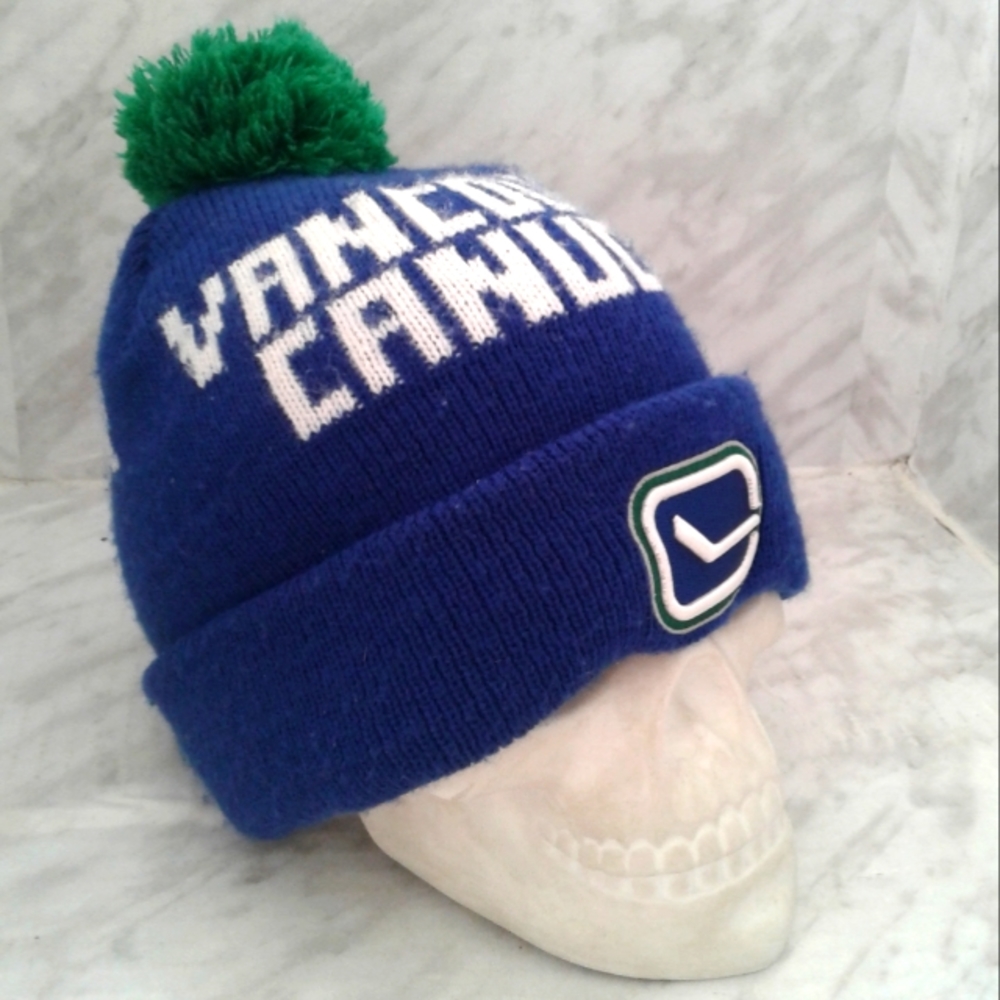 Vancouver Canucks NHL Cuffed Pom Knit Hat Cap Beanie fan favorite OSFA unisex